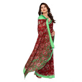 Generic Women's Georgette Printed Saree With Unstitched Blouse 5.5Mtr (Red)