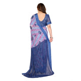 Generic Women's Georgette Printed Saree With Unstitched Blouse 5.5Mtr (Blue)