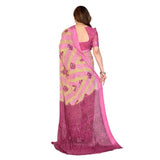 Generic Women's Georgette Printed Saree With Unstitched Blouse 5.5Mtr (Pink)