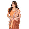 Generic Women's Georgette Printed Saree With Unstitched Blouse 5.5Mtr (Orange)