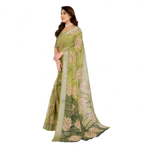 Generic Women's Georgette Printed Saree With Unstitched Blouse 5.5Mtr (Green)