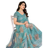 Generic Women's Georgette Printed Saree With Unstitched Blouse 5.5Mtr (Turquoise Green)