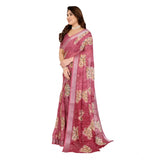 Generic Women's Georgette Printed Saree With Unstitched Blouse 5.5Mtr (Pink)