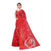 Generic Women's Cotton Silk Bandhni Saree With Unstitched Blouse 5.5Mtr (Red)