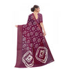 Generic Women's Cotton Silk Bandhni Saree With Unstitched Blouse 5.5Mtr (Purple)