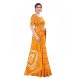 Generic Women's Cotton Silk Bandhni Saree With Unstitched Blouse 5.5Mtr (Yellow)