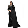 Generic Women's Satin Solid Saree With Unstitched Blouse 5.5Mtr (Black)