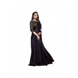Generic Women's Satin Solid Saree With Unstitched Blouse 5.5Mtr (Black)