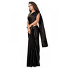 Generic Women's Satin Printed Saree With Unstitched Blouse 5.5Mtr (Black)