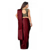 Generic Women's Satin Printed Saree With Unstitched Blouse 5.5Mtr (Maroon)