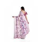Generic Women's Georgette Printed Saree With Unstitched Blouse 5.5Mtr (Pink)