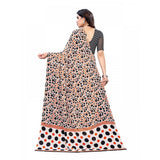 Generic Women's Georgette Printed Saree With Unstitched Blouse 5.5Mtr (Orange)
