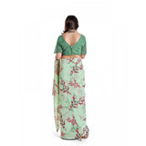 Generic Women's Georgette Printed Saree With Unstitched Blouse 5.5Mtr (Light Green)