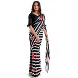 Generic Women's Georgette Printed Saree With Unstitched Blouse 5.5Mtr (Pink)