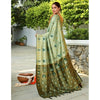 Generic Women's Silk Blend Woven Paithani Saree With Unstitched Blouse 5.5Mtr (Mahendi)