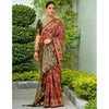 Generic Women's Silk Blend Woven Paithani Saree With Unstitched Blouse 5.5Mtr (Red)