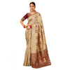 Generic Women's Silk Blend Woven Zari Work Saree With Unstitched Blouse 5.5Mtr (Beige)