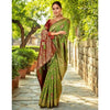 Generic Women's Silk Blend Woven Zari Work Saree With Unstitched Blouse 5.5Mtr (Light Green)