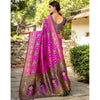 Generic Women's Silk Blend Woven Zari Work Saree With Unstitched Blouse 5.5Mtr (Pink)