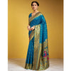 Generic Women's Silk Blend Zari Weaving Saree With Unstitched Blouse 5.5Mtr (Turquoise)