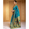 Generic Women's Silk Blend Zari Weaving Saree With Unstitched Blouse 5.5Mtr (Turquoise)