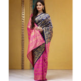Generic Women's Silk Blend Zari Weaving Saree With Unstitched Blouse 5.5Mtr (Navy)