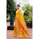 Generic Women's Silk Blend Paithani Weaving Saree With Unstitched Blouse 5.5Mtr (Mustard)