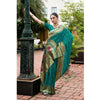 Generic Women's Silk Blend Zari Woven Saree With Unstitched Blouse 5.5Mtr (Teal)