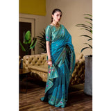 Generic Women's Silk Blend Paithani Weaving Saree With Unstitched Blouse 5.5Mtr (Rama)
