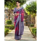 Generic Women's Georgette Weaving Saree With Unstitched Blouse 5.5Mtr (Pink)